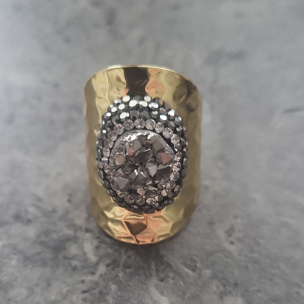 Glamorous Gold and Silver Double Halo Ring